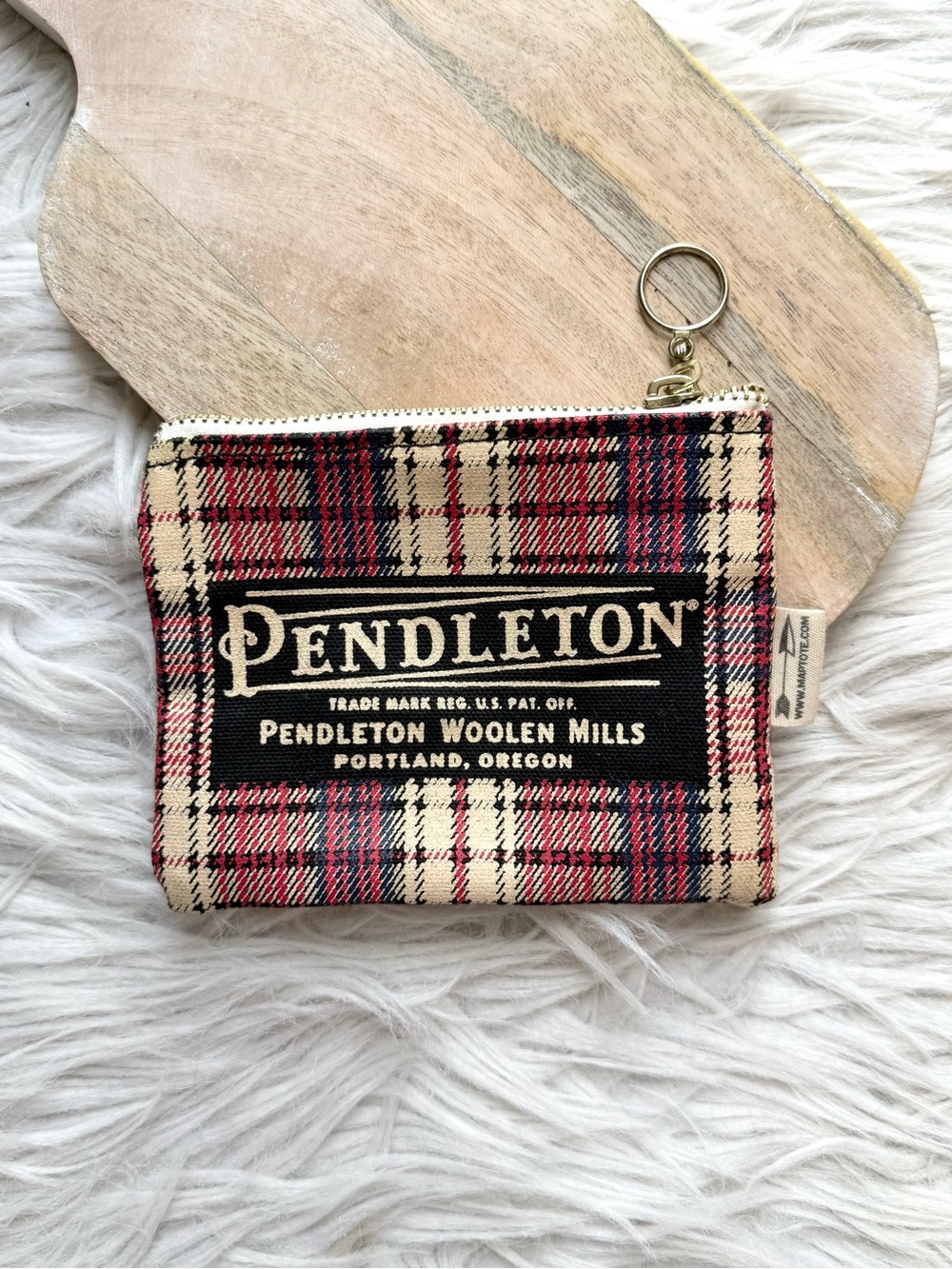 Pendleton x Maptote NY zippered coin pouch wallet USA screen print cotton